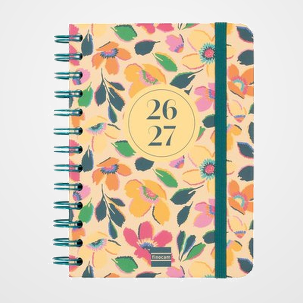 AGENDA ESCOLAR (2026-27) FINOCAM CATALAN COSMO WIRE-O tapa EXTRADURA S/V APAIS. 8º 120x169 con GOMA MELISA