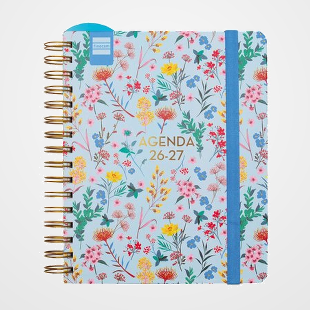 AGENDA ESCOLAR (2026-27) FINOCAM CATALAN DEL DOCENT MAGISTRAL DESIGN WIRE-O tapa EXTRADURA S/V APAIS. 4º 155x212 con GOMA FLOWERS