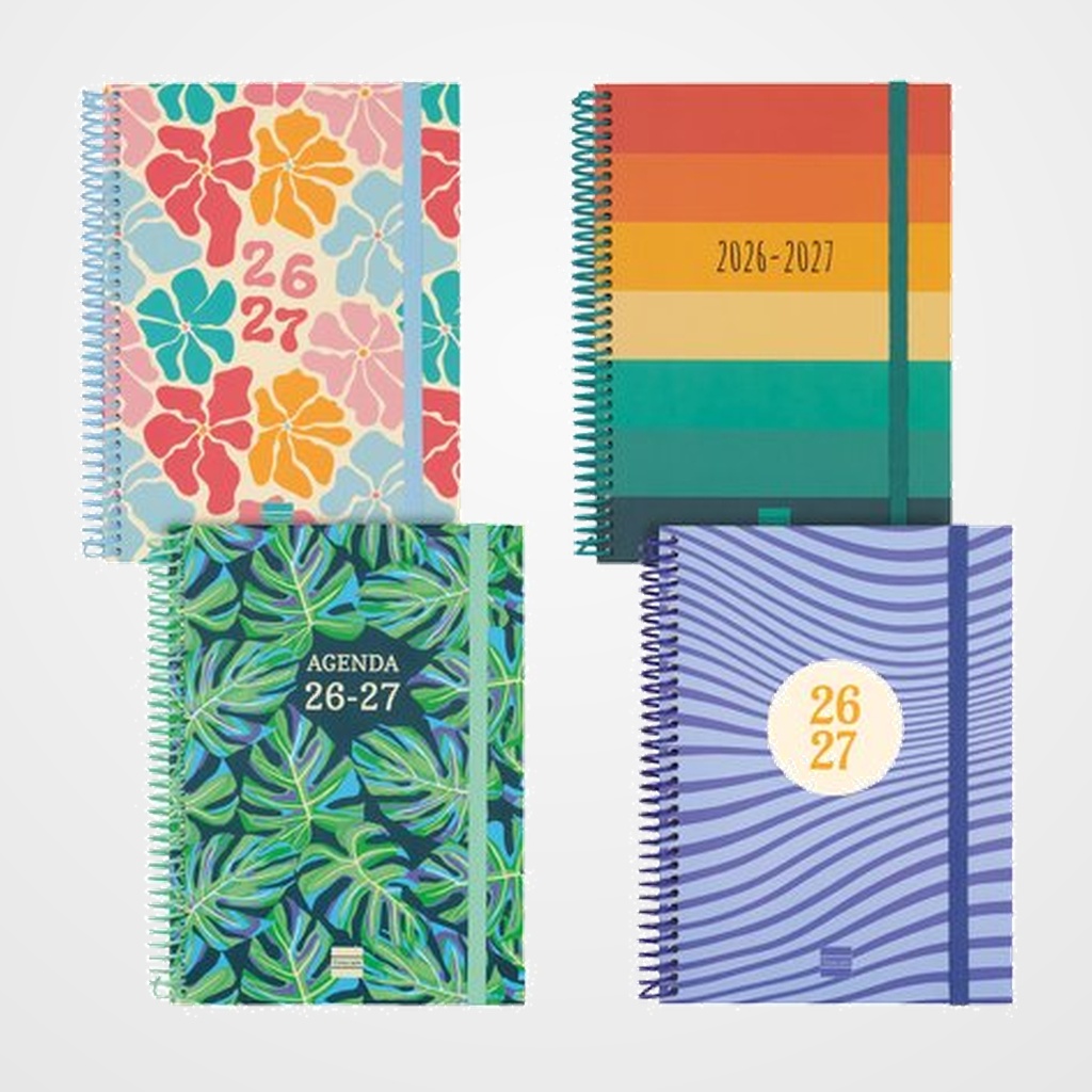 AGENDA ESCOLAR (2026-27) FINOCAM CATALAN DIVA ESPIRAL tapa EXTRADURA S/V APAIS. 4º 155x212 ASSORTIMENT PACK DE 6