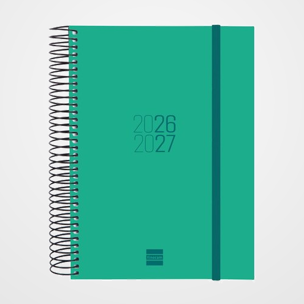 AGENDA ESCOLAR (2026-27) FINOCAM CATALAN ESPIR ESPIRAL tapa PP D/P E10 155x212 con GOMA VERDE