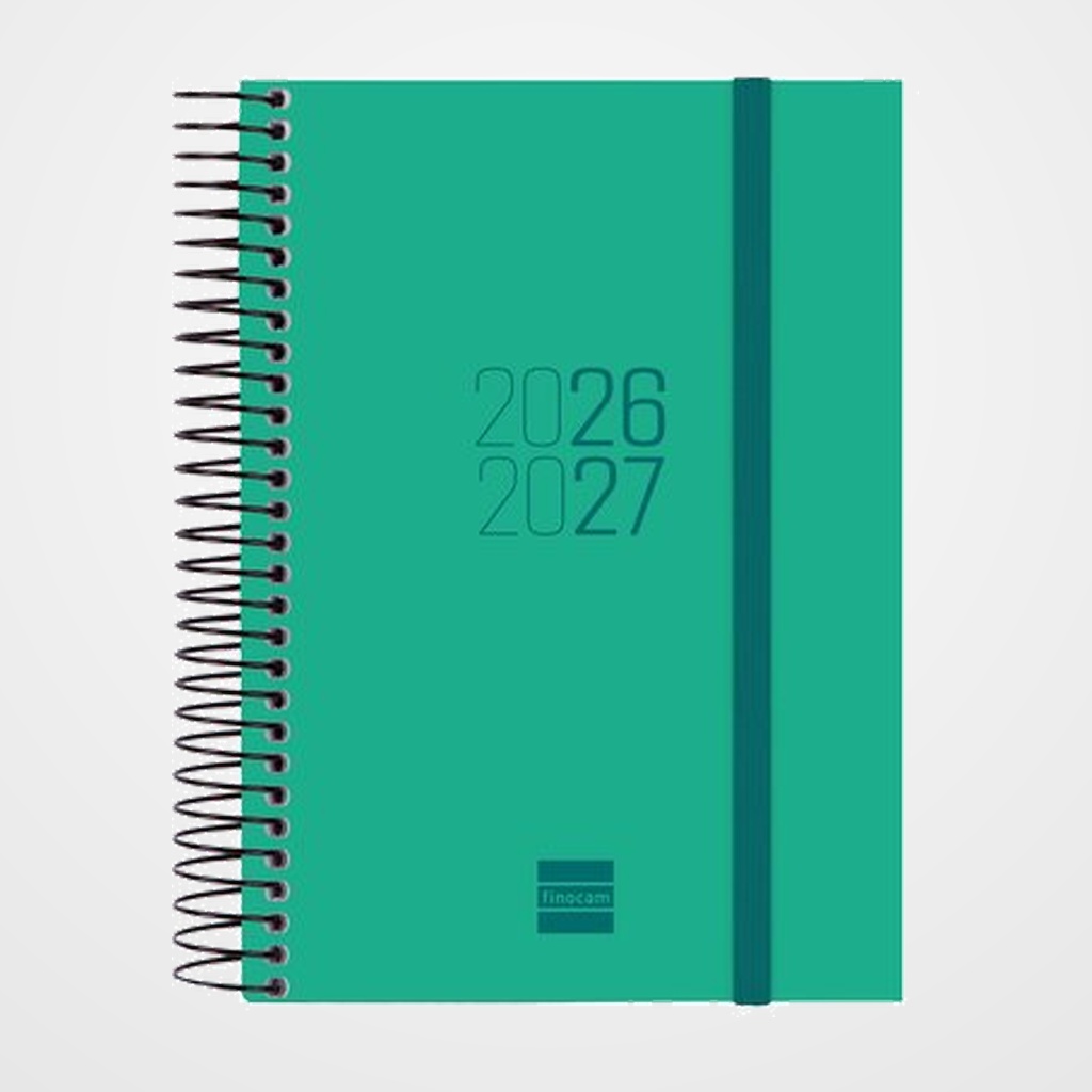 AGENDA ESCOLAR (2026-27) FINOCAM CATALAN ESPIR ESPIRAL tapa PP D/P E8 120x171 con GOMA VERDE