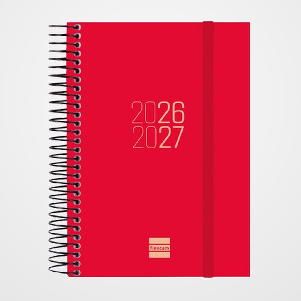 AGENDA ESCOLAR (2026-27) FINOCAM CATALAN ESPIR ESPIRAL tapa PP D/P E8 120x171 con GOMA VERMELL