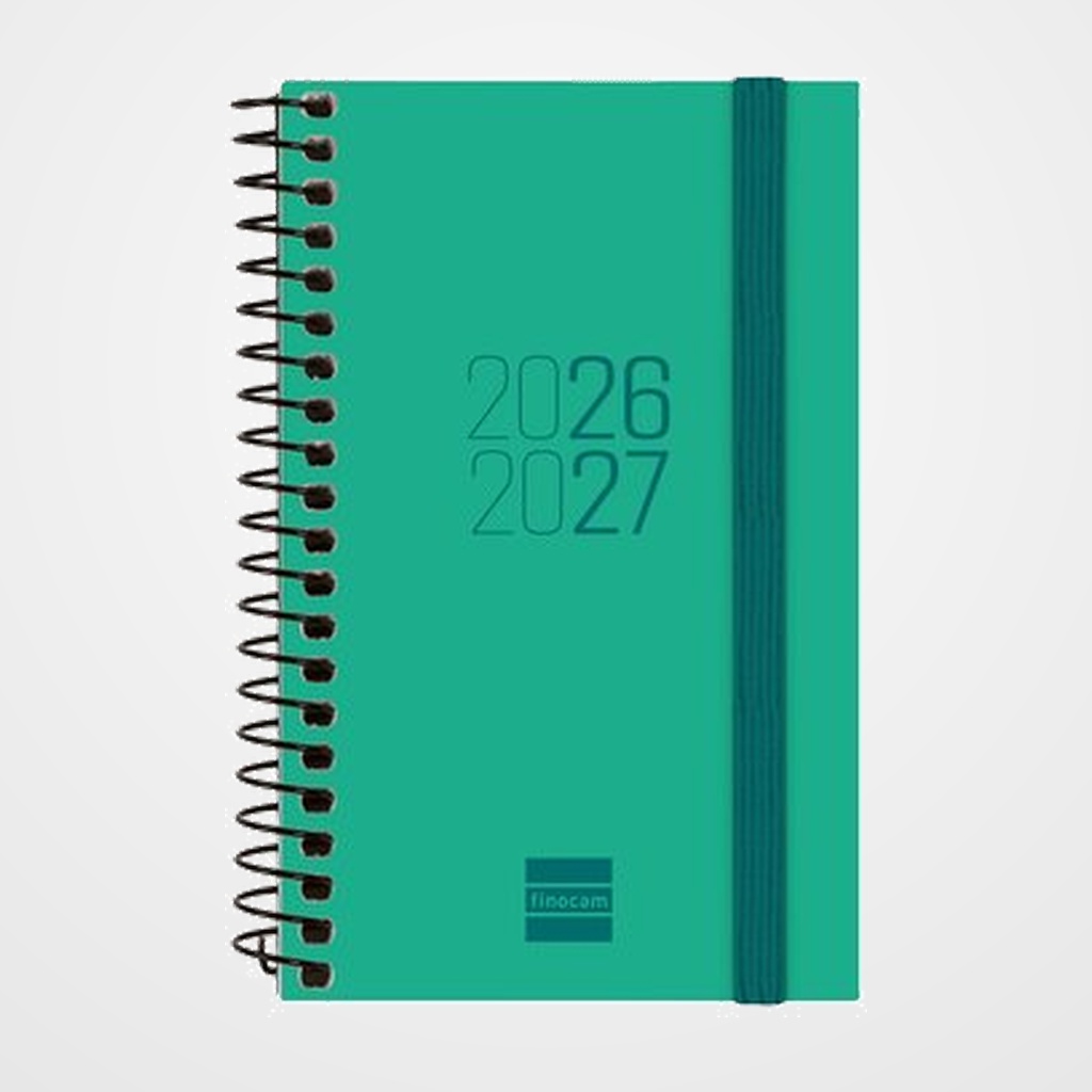AGENDA ESCOLAR (2026-27) FINOCAM CATALAN ESPIR ESPIRAL tapa PP S/V APAIS. E3 79x127 con GOMA VERDE
