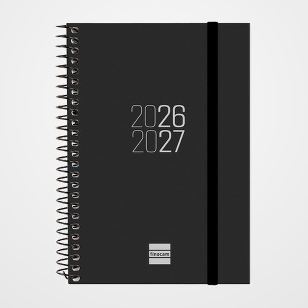 AGENDA ESCOLAR (2026-27) FINOCAM CATALAN ESPIR ESPIRAL tapa PP S/V APAIS. E8 120x171 con GOMA NEGRE