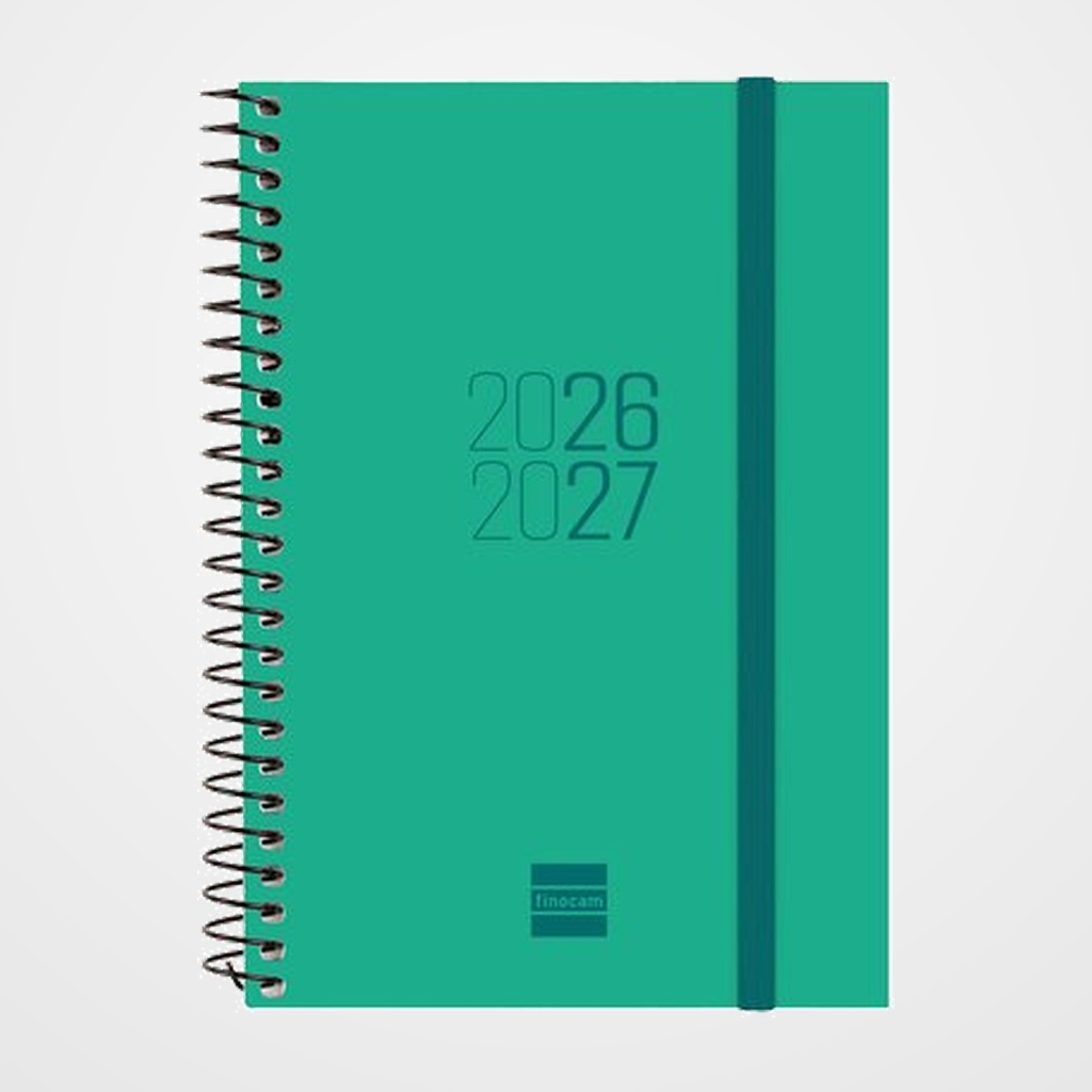 AGENDA ESCOLAR (2026-27) FINOCAM CATALAN ESPIR ESPIRAL tapa PP S/V APAIS. E8 120x171 con GOMA VERDE