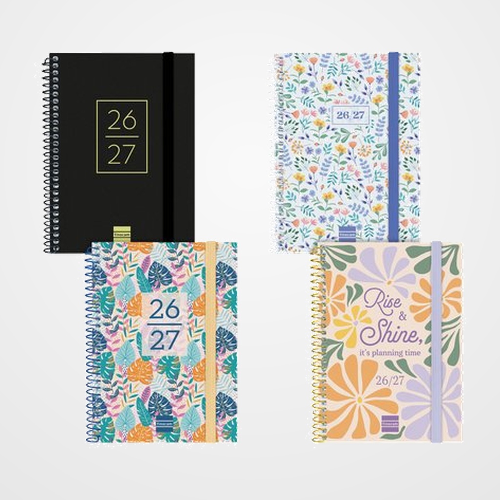 AGENDA ESCOLAR (2026-27) FINOCAM CATALAN SECUNDARIA ESPIRAL tapa PP S/V APAIS. 8º 120x164 con GOMA ASSORTIMENT PACK de 8