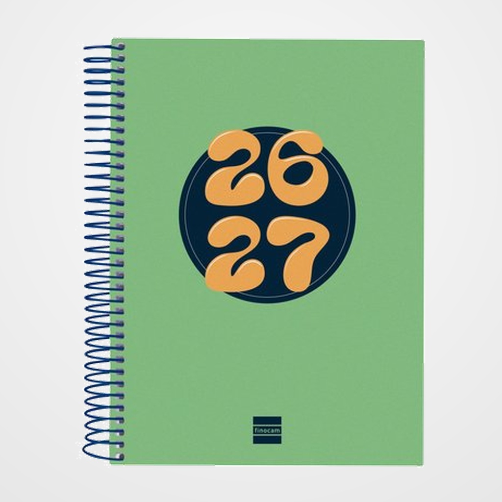 AGENDA ESCOLAR (2026-27) FINOCAM COOL ESPIRAL tapa EXTRADURA D/P 4º 155x212 VERDE