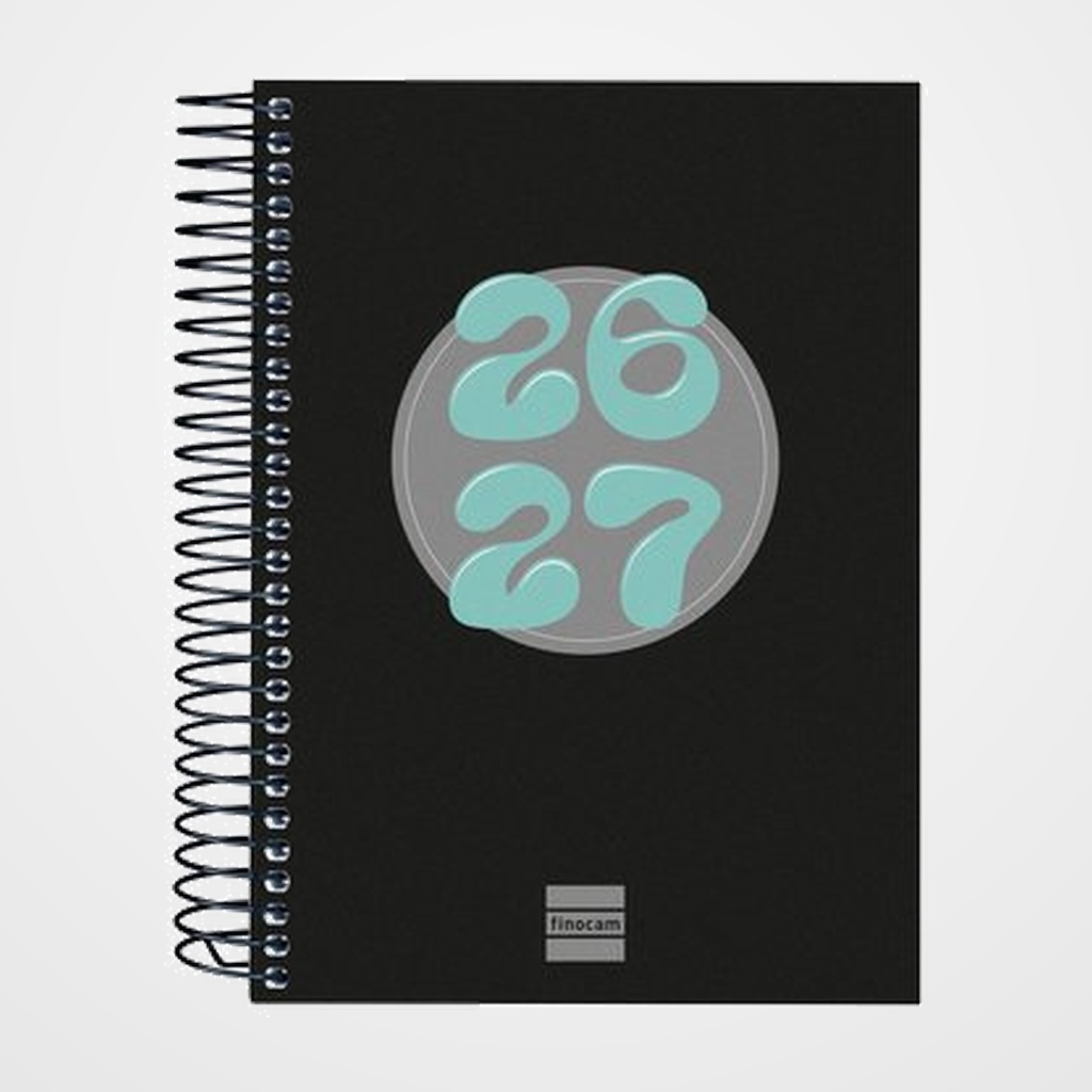 AGENDA ESCOLAR (2026-27) FINOCAM COOL ESPIRAL tapa EXTRADURA D/P 8º 120x164 NEGRO