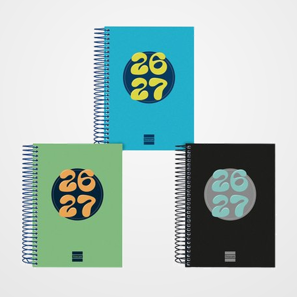 [82603622] AGENDA ESCOLAR (2026-27) FINOCAM COOL ESPIRAL tapa EXTRADURA D/P 8º 120x164 SURTIDO PACK de 6