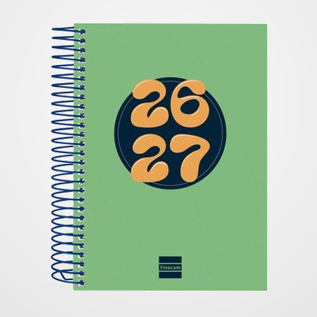 AGENDA ESCOLAR (2026-27) FINOCAM COOL ESPIRAL tapa EXTRADURA D/P 8º 120x164 VERDE