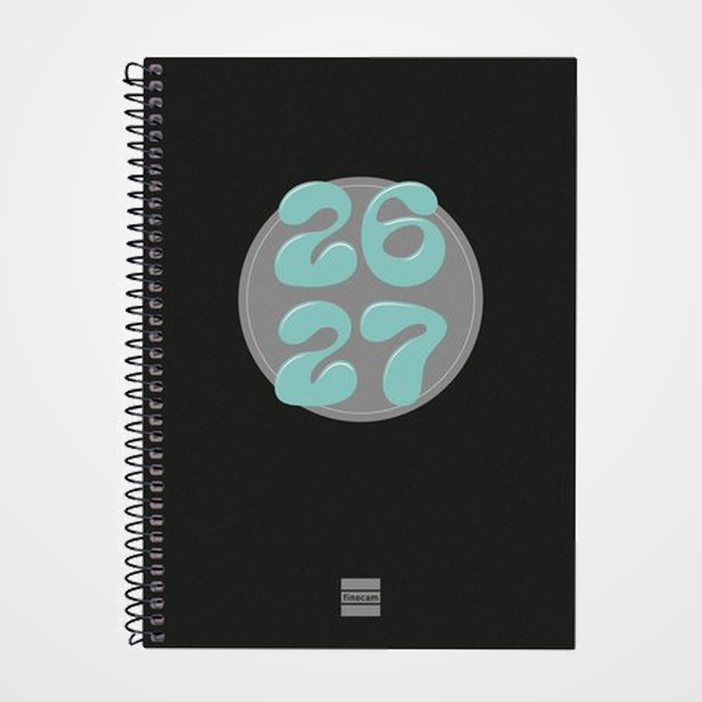 AGENDA ESCOLAR (2026-27) FINOCAM COOL ESPIRAL tapa EXTRADURA S/V APAIS. 4º 155x212 NEGRO