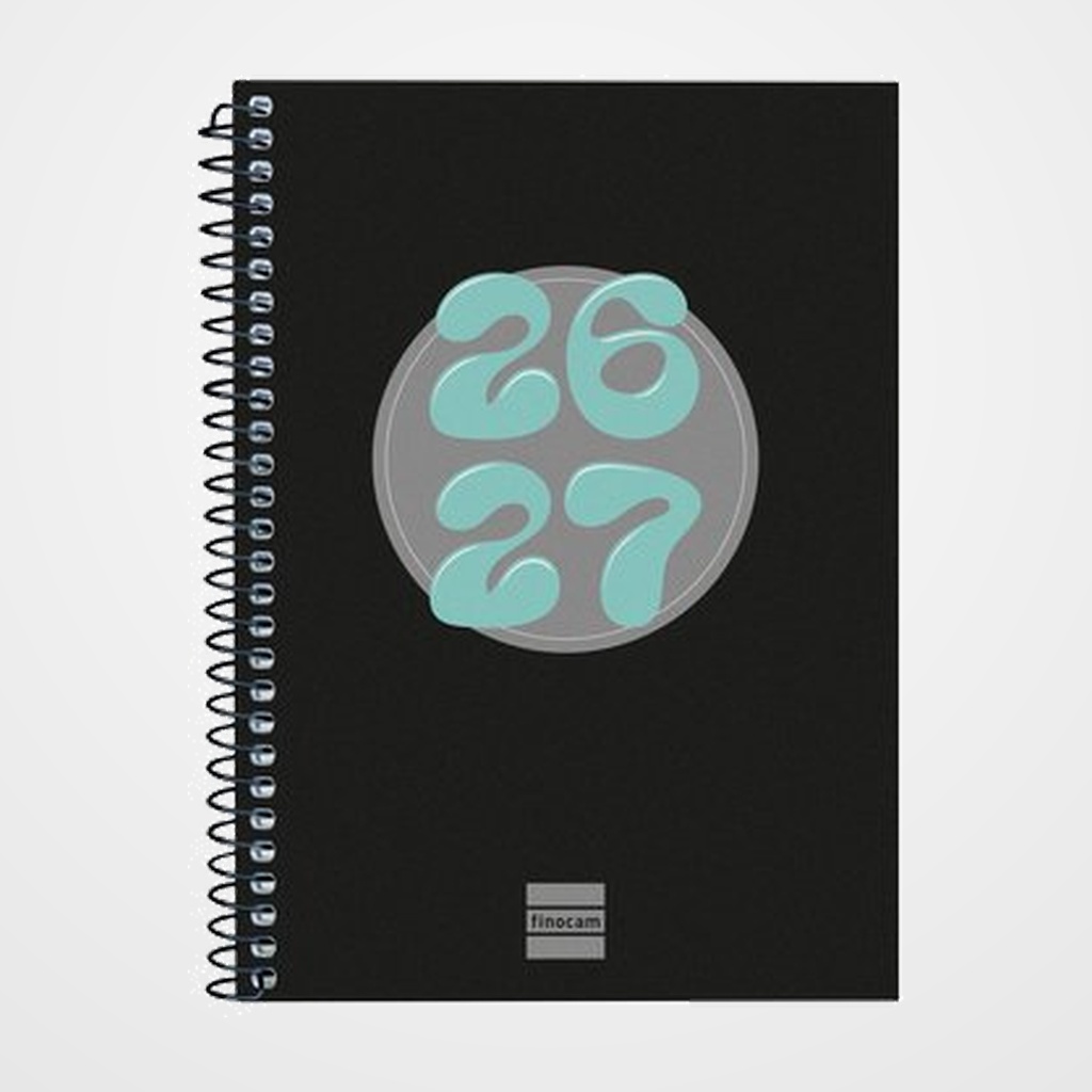 AGENDA ESCOLAR (2026-27) FINOCAM COOL ESPIRAL tapa EXTRADURA S/V APAIS. 8º 120x164 NEGRO