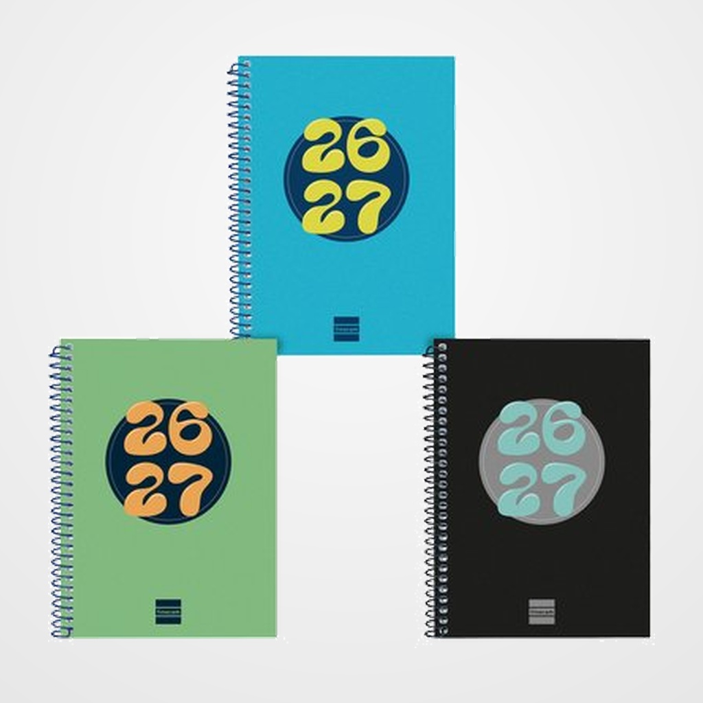 AGENDA ESCOLAR (2026-27) FINOCAM COOL ESPIRAL tapa EXTRADURA S/V APAIS. 8º 120x164 SURTIDO PACK de 6