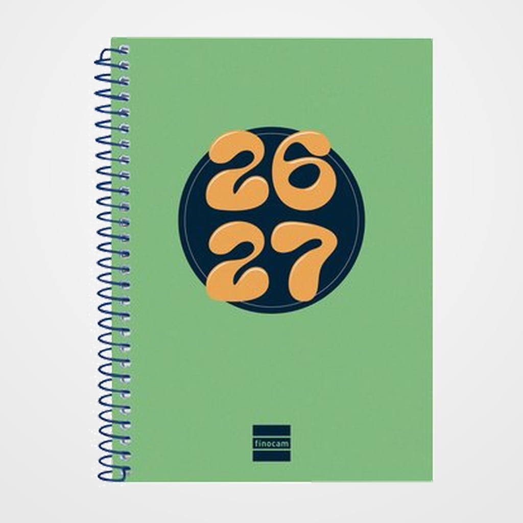 AGENDA ESCOLAR (2026-27) FINOCAM COOL ESPIRAL tapa EXTRADURA S/V APAIS. 8º 120x164 VERDE