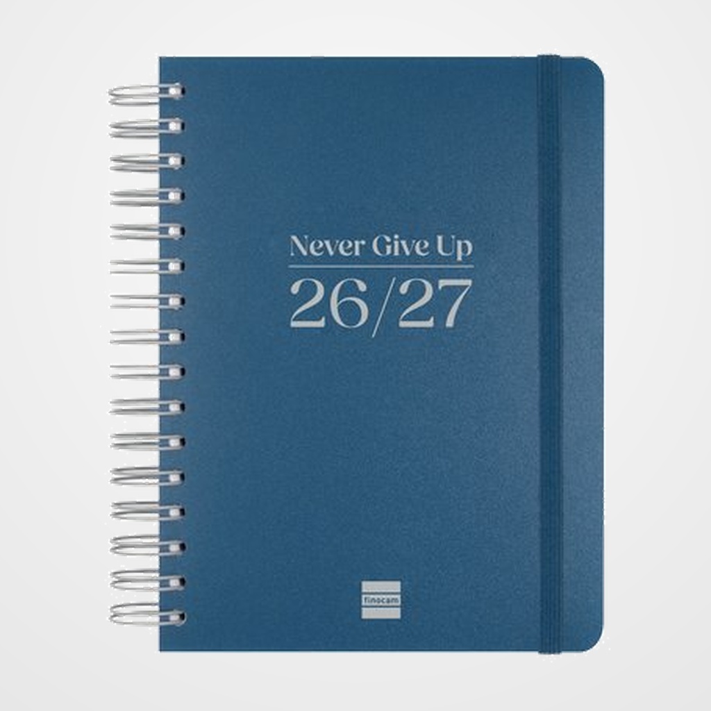 AGENDA ESCOLAR (2026-27) FINOCAM COSMO WIRE-O tapa EXTRADURA D/P 4º 155x212 con GOMA AZUL
