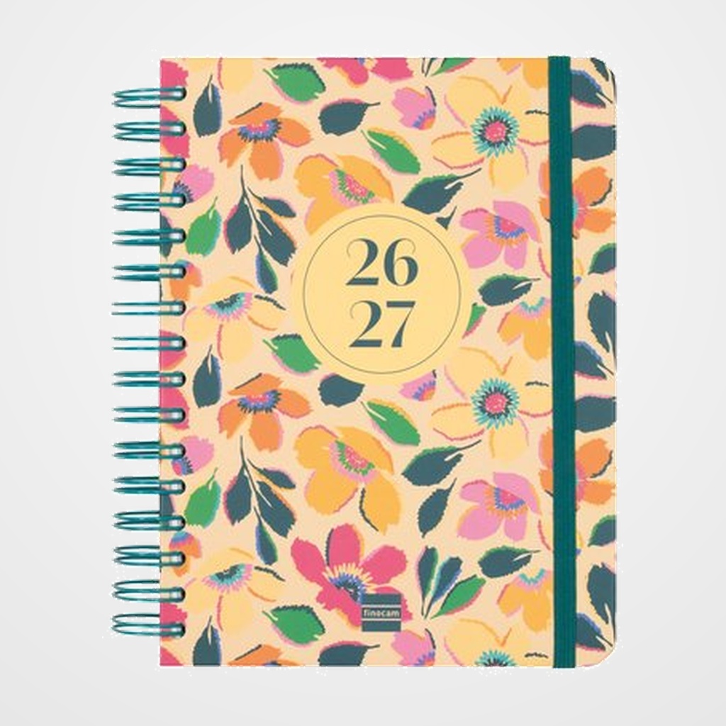 AGENDA ESCOLAR (2026-27) FINOCAM COSMO WIRE-O tapa EXTRADURA D/P 4º 155x212 con GOMA MELISA