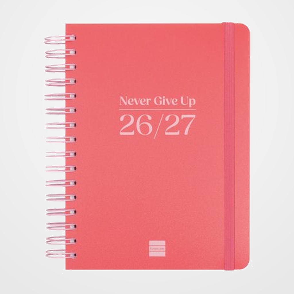 AGENDA ESCOLAR (2026-27) FINOCAM COSMO WIRE-O tapa EXTRADURA D/P 4º 155x212 con GOMA ROJO