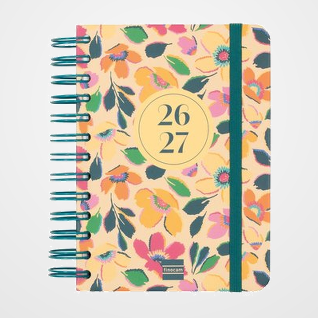 AGENDA ESCOLAR (2026-27) FINOCAM COSMO WIRE-O tapa EXTRADURA D/P 8º 120x169 con GOMA MELISA