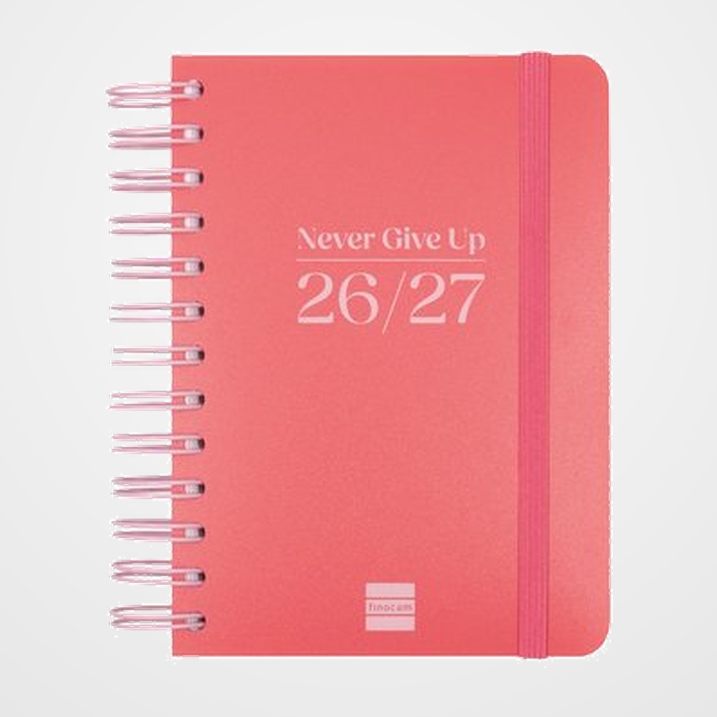 AGENDA ESCOLAR (2026-27) FINOCAM COSMO WIRE-O tapa EXTRADURA D/P 8º 120x169 con GOMA ROJO