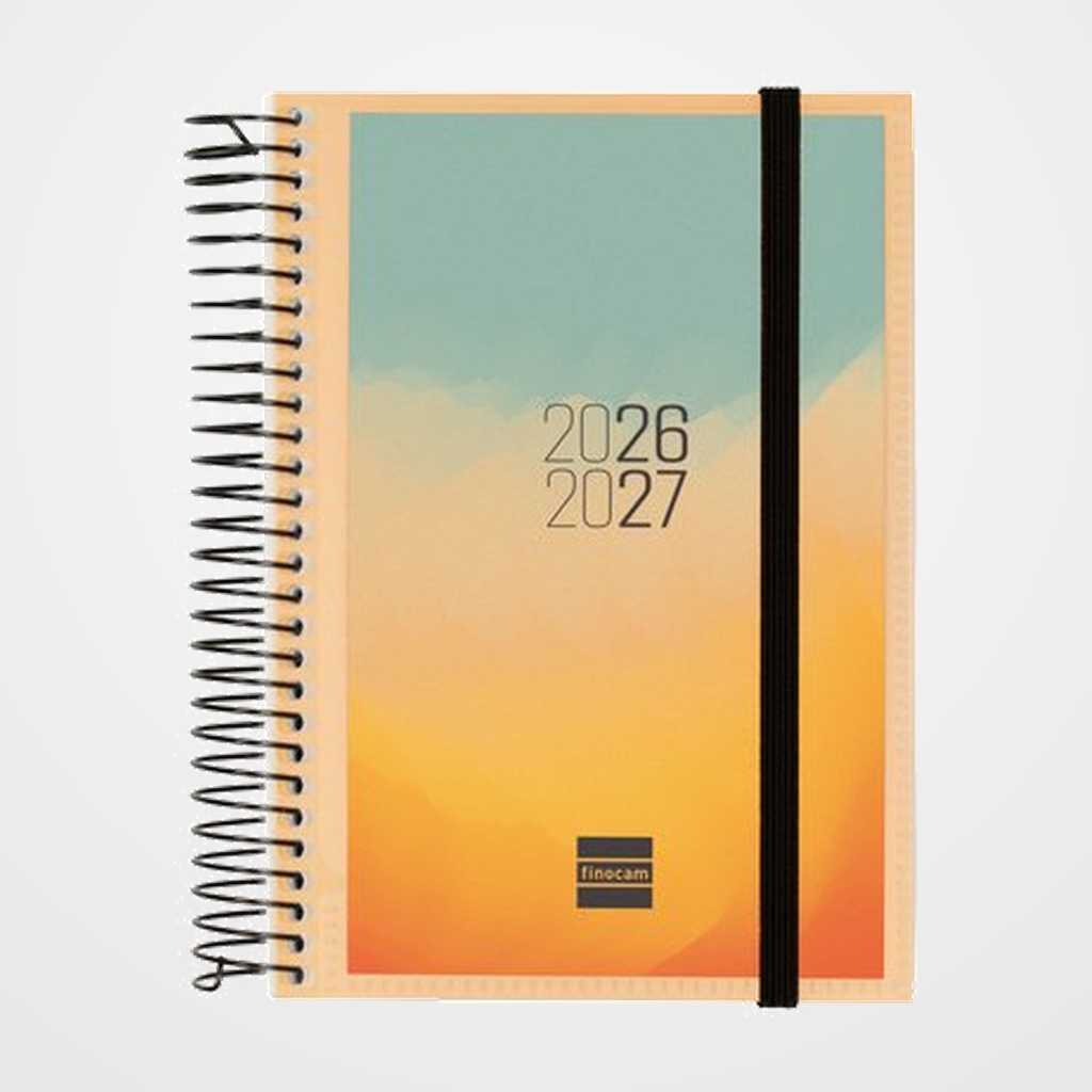 AGENDA ESCOLAR (2026-27) FINOCAM ESPIR ESPIRAL tapa PP D/P APAIS. E8 120x171 con GOMA PERSONALIZABLE
