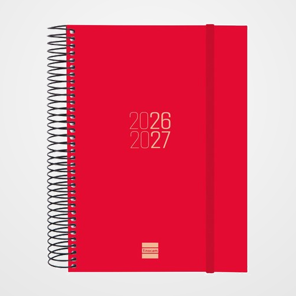 AGENDA ESCOLAR (2026-27) FINOCAM ESPIR ESPIRAL tapa PP D/P E10 155x212 con GOMA ROJO