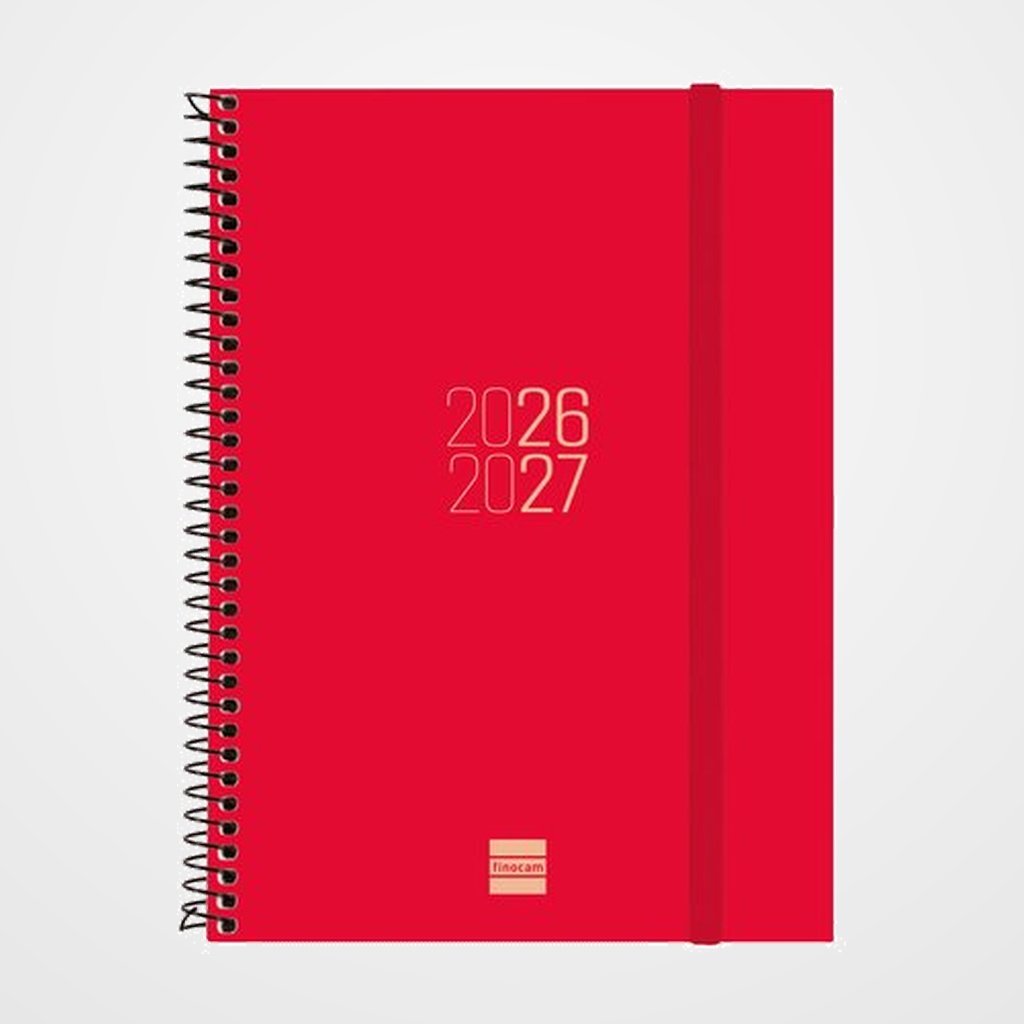 AGENDA ESCOLAR (2026-27) FINOCAM ESPIR ESPIRAL tapa PP S/V APAIS. E10 155x212 con GOMA ROJO