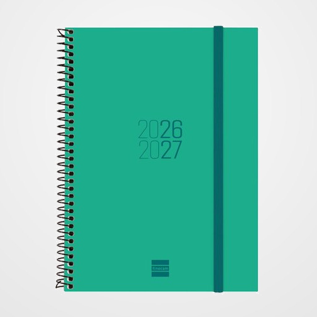 AGENDA ESCOLAR (2026-27) FINOCAM ESPIR ESPIRAL tapa PP S/V APAIS. E10 155x212 con GOMA VERDE