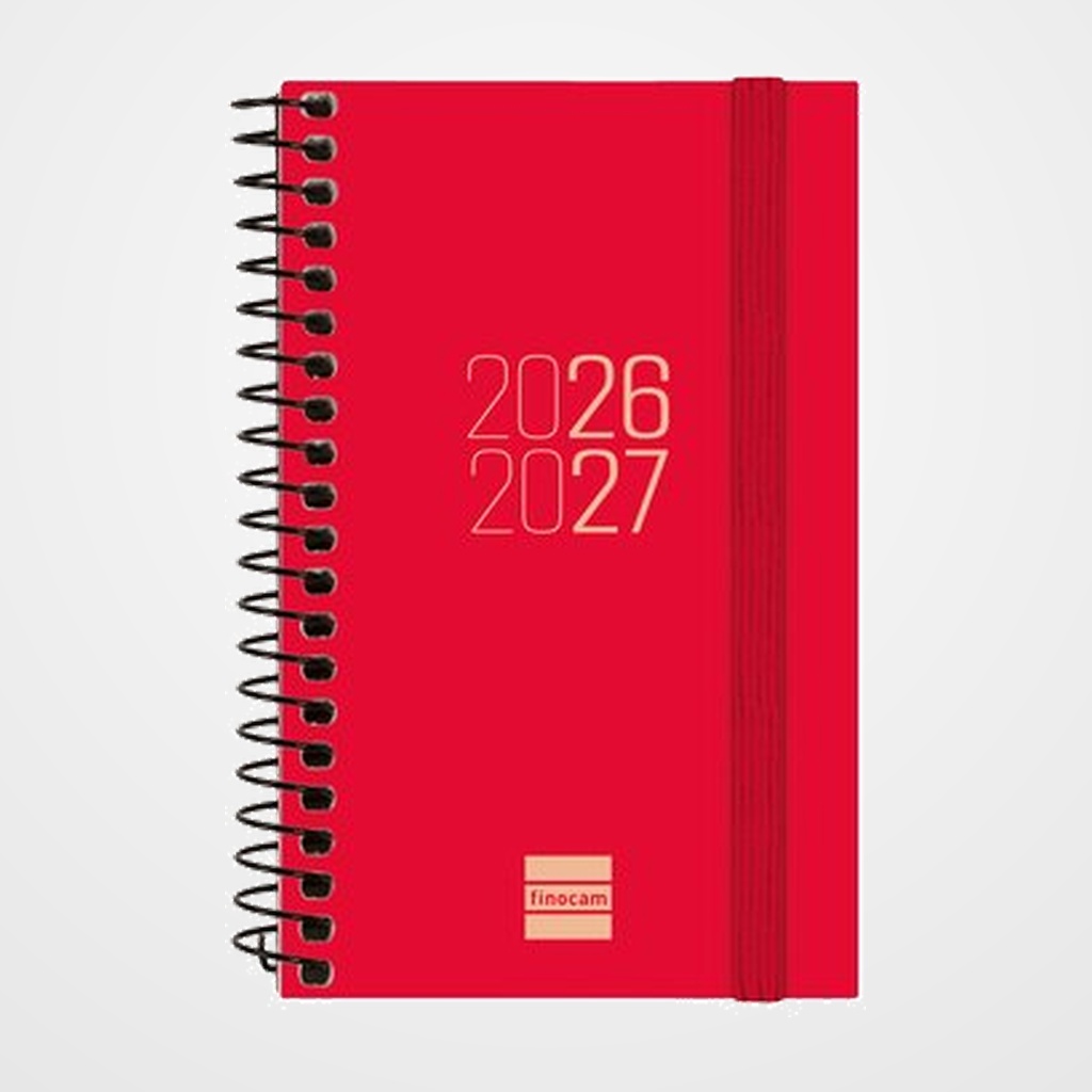 AGENDA ESCOLAR (2026-27) FINOCAM ESPIR ESPIRAL tapa PP S/V APAIS. E3 79x127 con GOMA ROJO