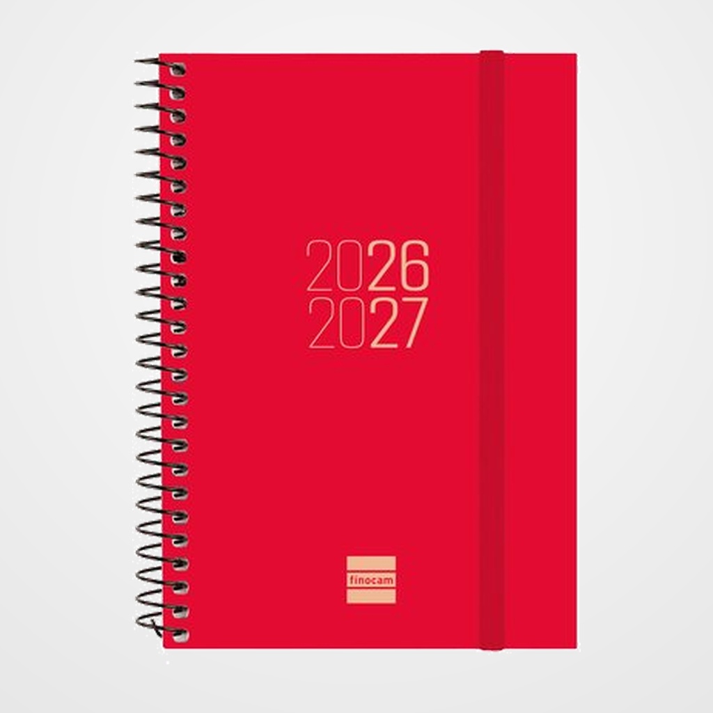 AGENDA ESCOLAR (2026-27) FINOCAM ESPIR ESPIRAL tapa PP S/V APAIS. E8 120x171 con GOMA ROJO
