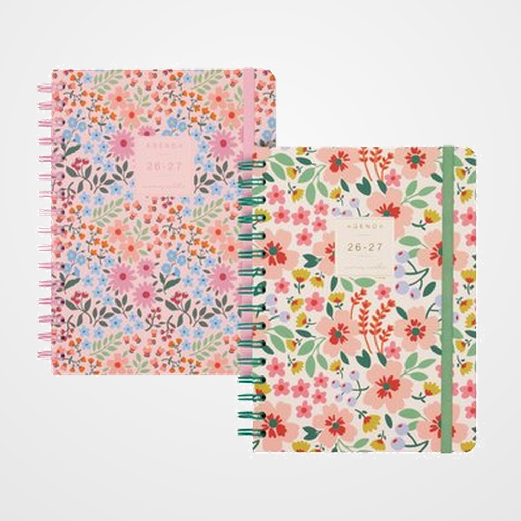 AGENDA ESCOLAR (2026-27) FINOCAM TRENDY MONIQUILLA WIRE-O tapa EXTRADURA E10 155x212 con GOMA SURTIDO PACK DE 4