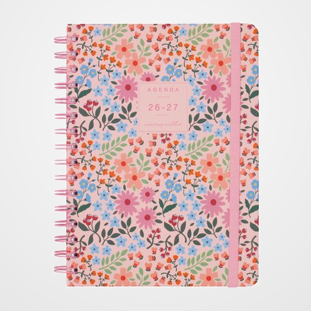 AGENDA ESCOLAR (2026-27) FINOCAM TRENDY MONIQUILLA WIRE-O tapa EXTRADURA S/V APAIS. E10 155x212 con GOMA ROSA