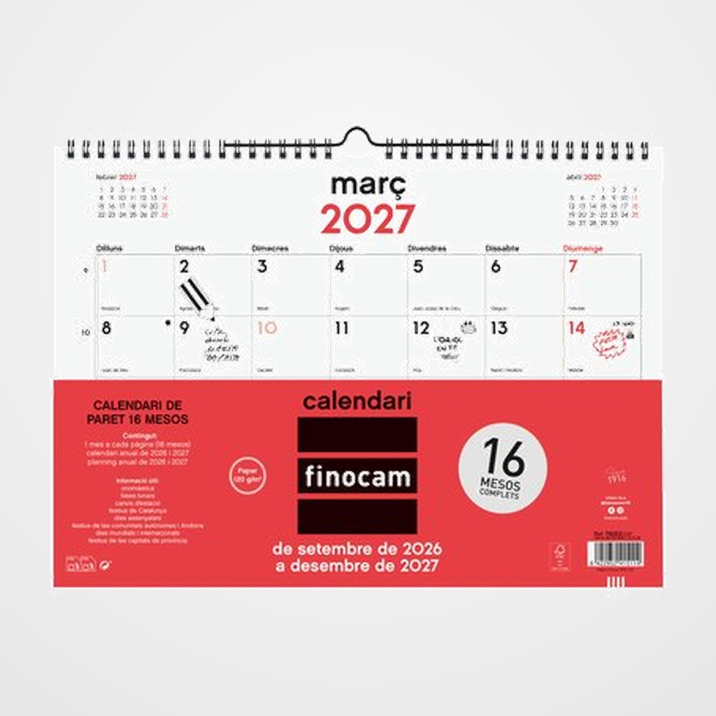 CALENDARI (2026-27) FINOCAM CATALAN 16 MESES NEUTRO PARET M/V L 340x240