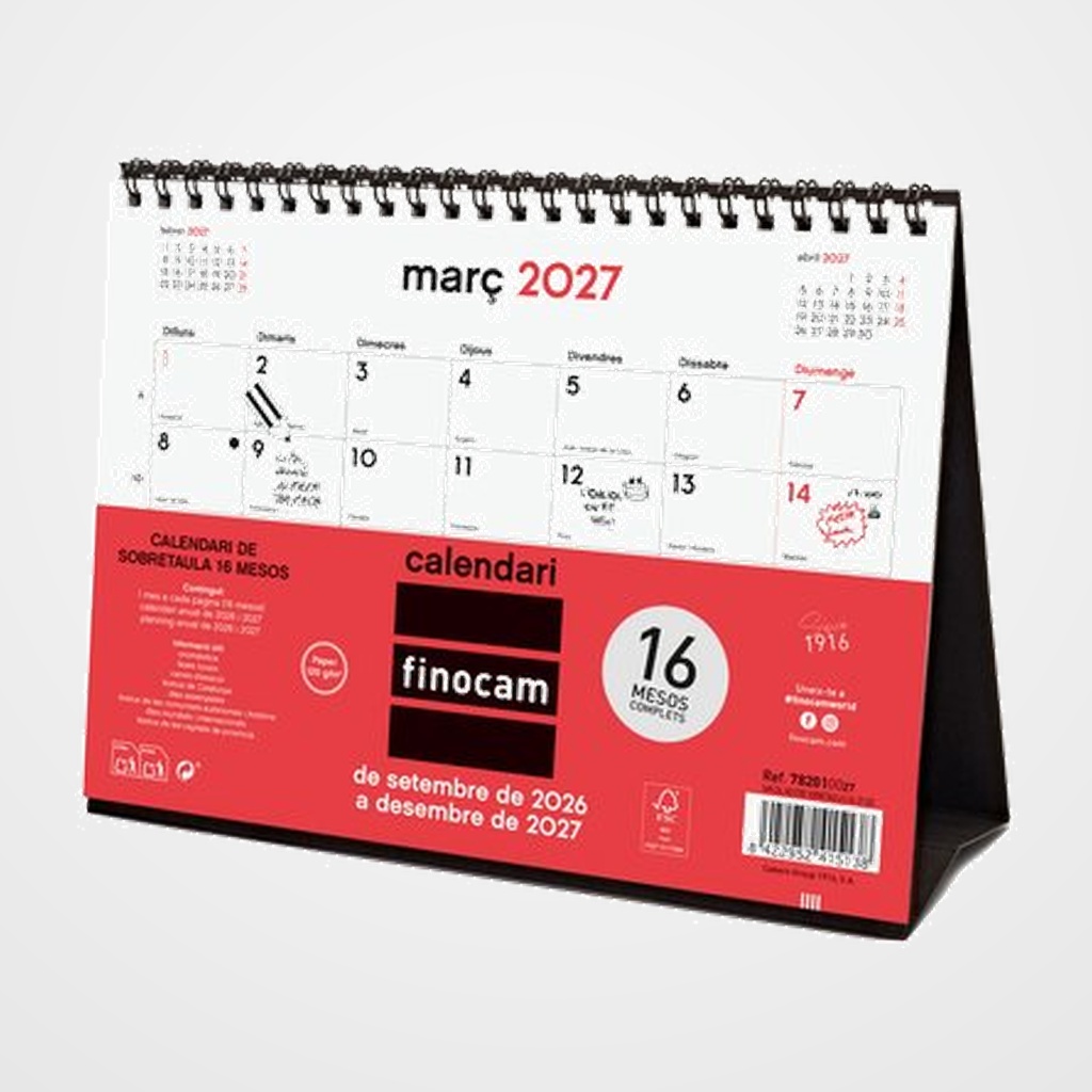 CALENDARI (2026-27) FINOCAM CATALAN 16 MESES NEUTRO SOBRETAULA M/V S 210x150