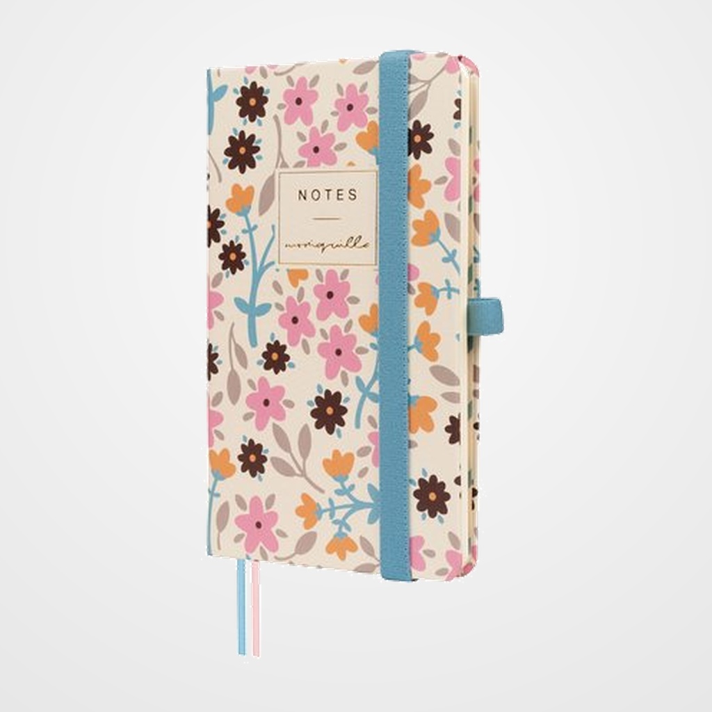 CUADERNO FINOCAM MONIQUILLA TAPA DURA 9x15 72h 80gr. LISO con GOMA AZUL