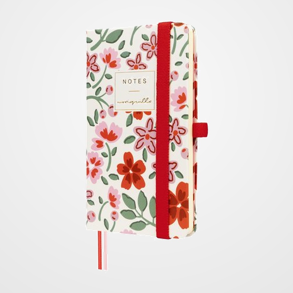 CUADERNO FINOCAM MONIQUILLA TAPA DURA 9x15 72h 80gr. LISO con GOMA ROJO