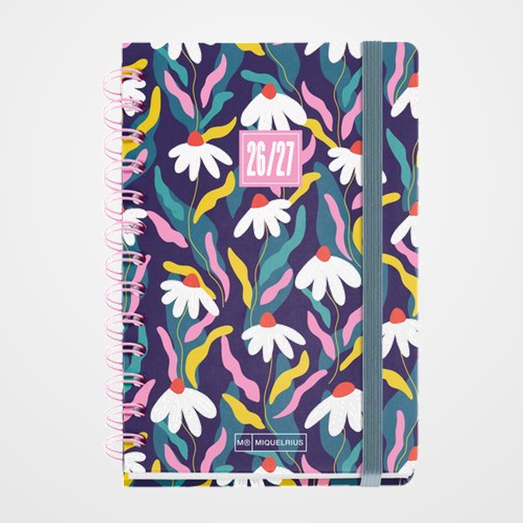 AGENDA ESCOLAR (2026-27) MIQUELRIUS ACADEMY WIRE-O tapa EXTRA con GOMA ACTIVA 123x178 S/V APAIS. EQUINACEA