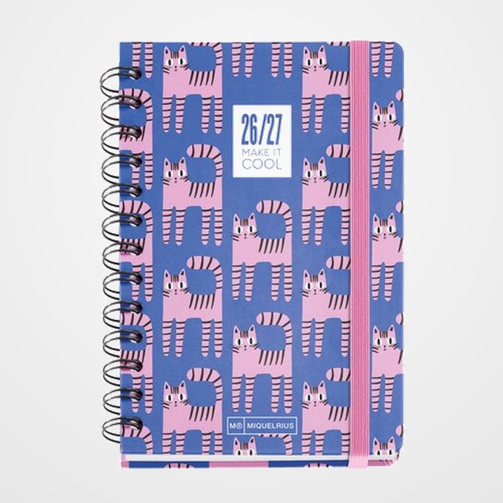 AGENDA ESCOLAR (2026-27) MIQUELRIUS ACADEMY WIRE-O tapa EXTRA con GOMA ACTIVA 125,5x178 D/P GATUNA