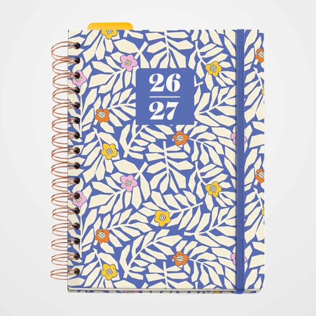 AGENDA ESCOLAR (2026-27) MIQUELRIUS ANNE LEHMAN WIRE-O tapa EXTRA con GOMA PLUS 4º 170x218 D/P BLUE GARDEN