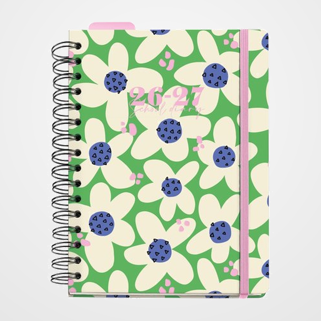 AGENDA ESCOLAR (2026-27) MIQUELRIUS ANNE LEHMAN WIRE-O tapa EXTRA con GOMA PLUS 4º 170x218 S/V APAIS. GREEN BLOOM GARDEN