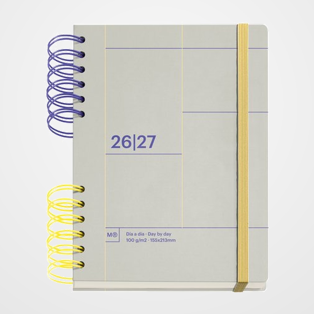 AGENDA ESCOLAR (2026-27) MIQUELRIUS BACK TO BASICS WIRE-O tapa EXTRA con GOMA PLUS 4º 160,5x218 D/P APAIS. GRIS