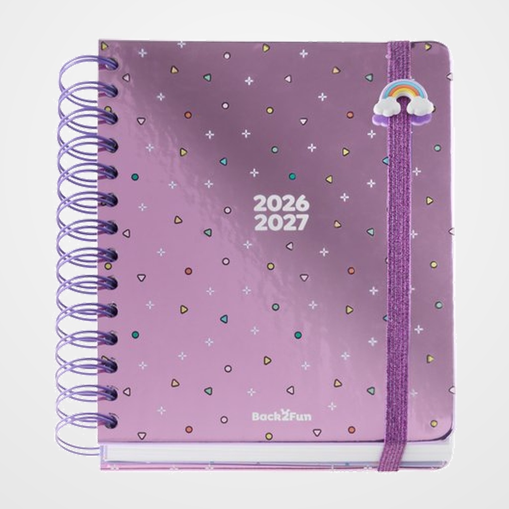 AGENDA ESCOLAR (2026-27) MIQUELRIUS BACK2FUN WIRE-O tapa EXTRA con GOMA  155x180 D/P PATITAS