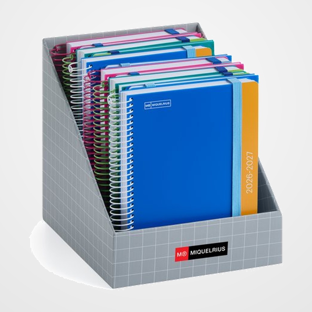 AGENDA ESCOLAR (2026-27) MIQUELRIUS CATALAN COLLEGE ESPIRAL tapa PP con GOMA PLUS 4º 150x213 S/V C/GOMA DUO ASSORTIMENT SUPORT DE 12