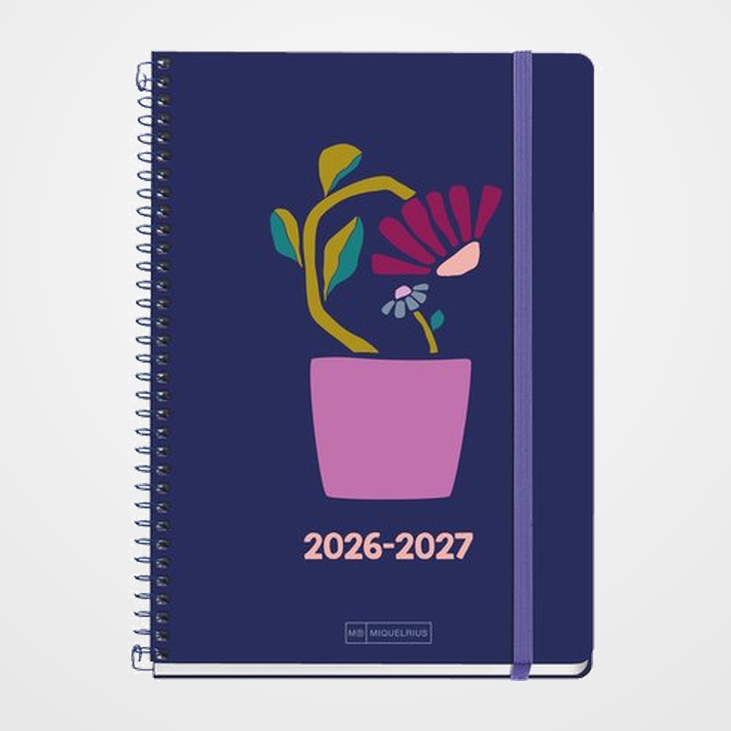 AGENDA ESCOLAR (2026-27) MIQUELRIUS CATALAN TEEN ESPIRAL tapa EXTRA con GOMA PLUS 4º 154x215 S/V APAIS. FLOWER POT