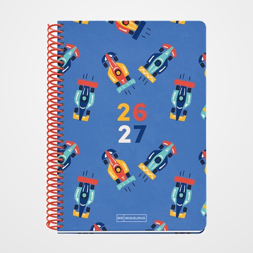 AGENDA ESCOLAR (2026-27) MIQUELRIUS JUNIOR ESPIRAL tapa EXTRA PLUS 4º 150x213 S/V APAIS. CARS