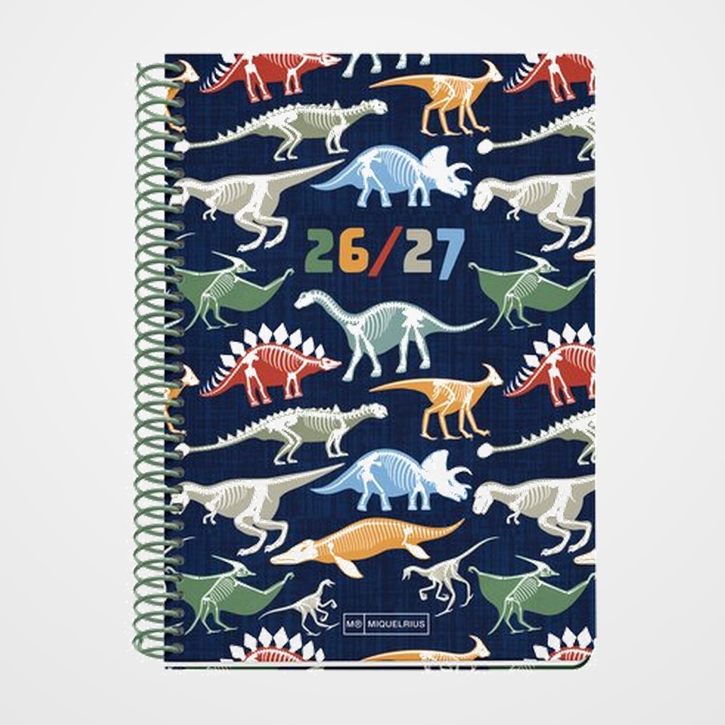 AGENDA ESCOLAR (2026-27) MIQUELRIUS JUNIOR ESPIRAL tapa EXTRA PLUS 4º 150x213 S/V APAIS. DINOS