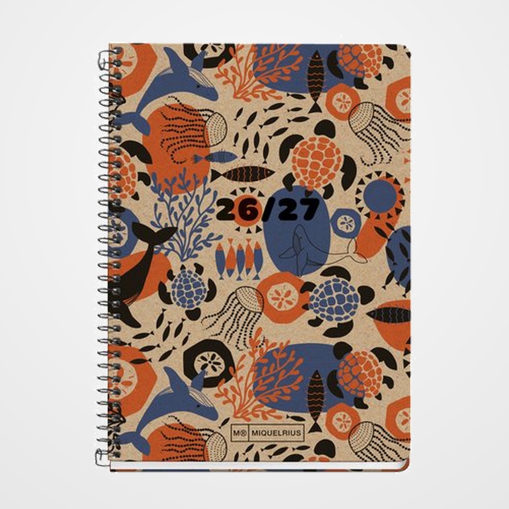 AGENDA ESCOLAR (2026-27) MIQUELRIUS RECYCLED ESPIRAL tapa EXTRA ACTIVA 8º 117x174 S/V APAIS. ECO OCEAN