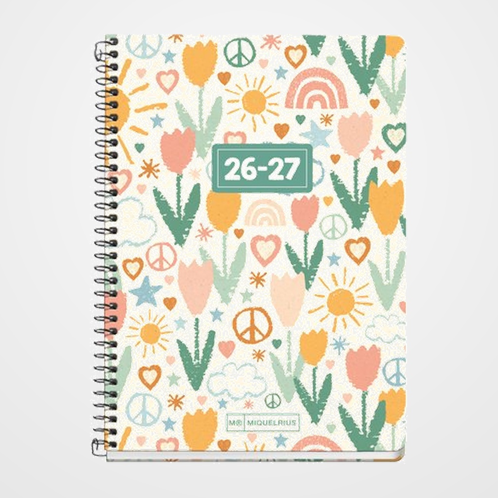 AGENDA ESCOLAR (2026-27) MIQUELRIUS RECYCLED ESPIRAL tapa EXTRA ACTIVA 8º 117x174 S/V APAIS. ECO PEACE