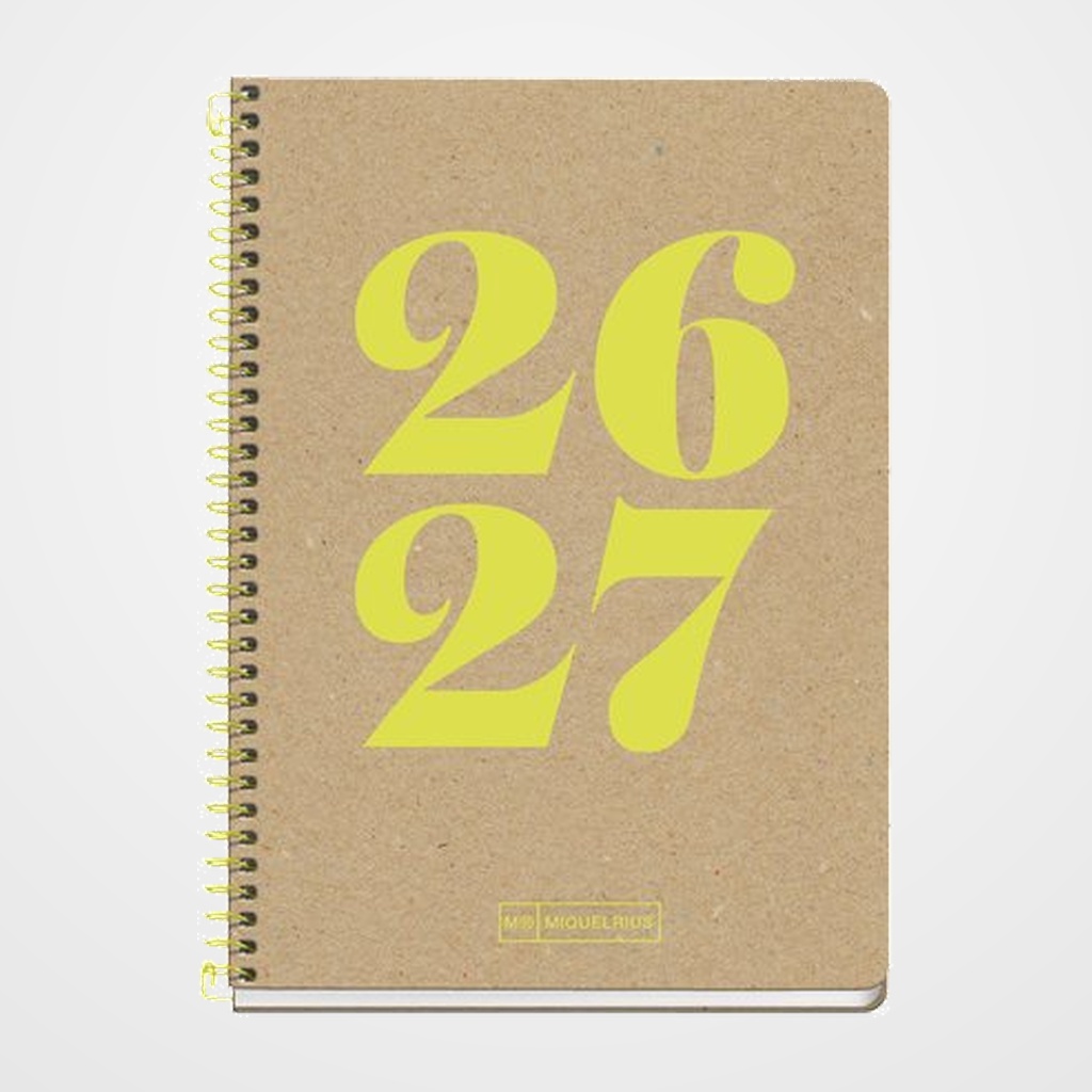 AGENDA ESCOLAR (2026-27) MIQUELRIUS RECYCLED ESPIRAL tapa EXTRA ACTIVA 8º 117x174 S/V APAIS. ECO YEAR