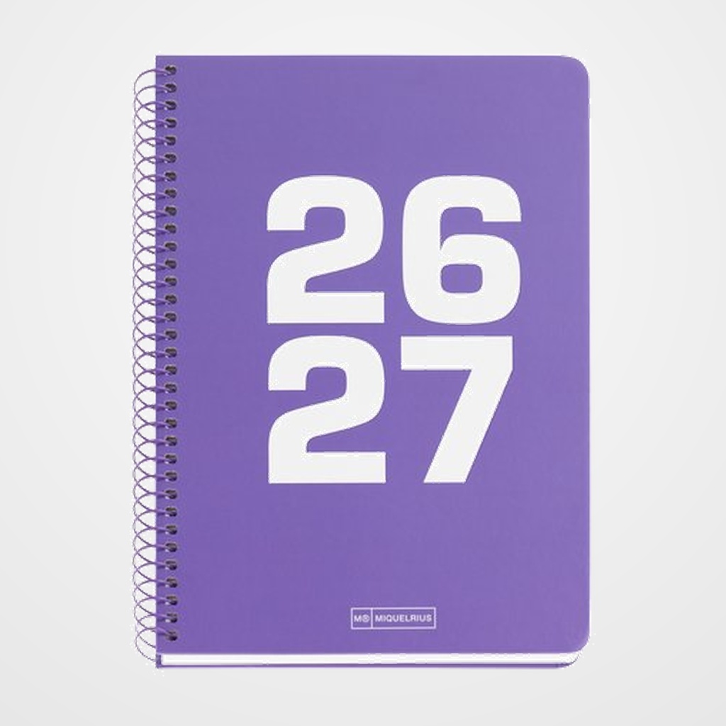 AGENDA ESCOLAR (2026-27) MIQUELRIUS SCHOOL BASIC ESPIRAL tapa EXTRA PLUS 4º 150x213 S/V APAIS. LILA
