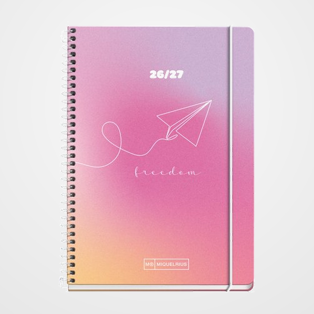 AGENDA ESCOLAR (2026-27) MIQUELRIUS SCHOOL DESIGN ESPIRAL tapa EXTRA con GOMA ACTIVA 8º 117x174 S/V APAIS. FREEDOM